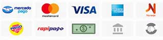 Mercado pago, mastercard, visa, american express, tarjeta naranja, pago facil, rapipago, transferencia bancaria, efectivo o acordar con el vendedor