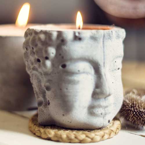 Vela de soja en base de cemento Buda