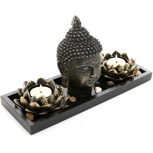 Buda con porta velas loto